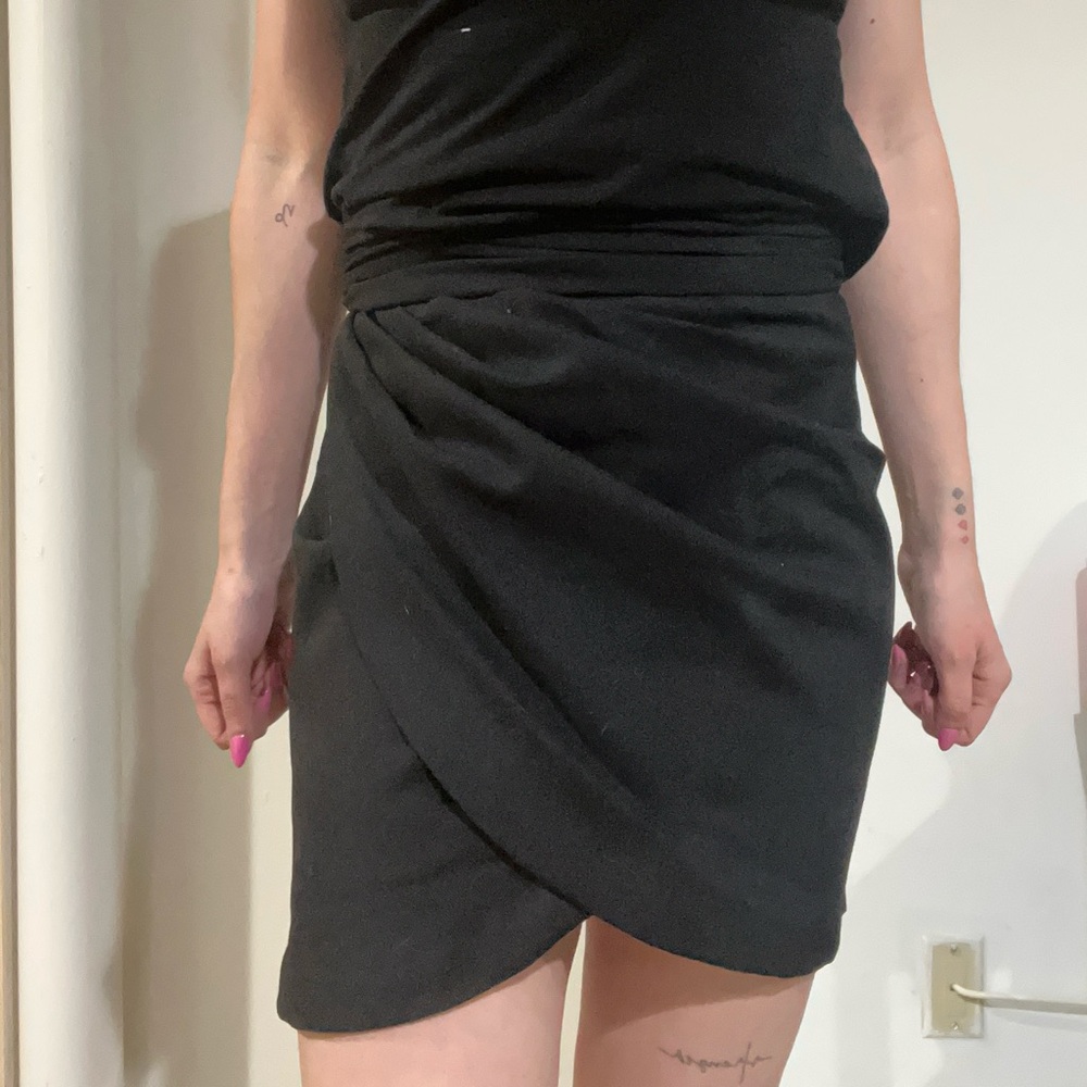 Zara Black Mini Draped Skirt